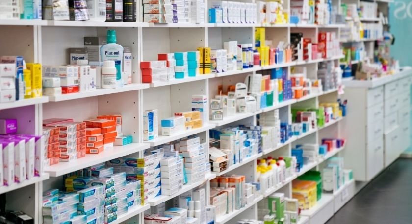 Shelves of supplements and medications