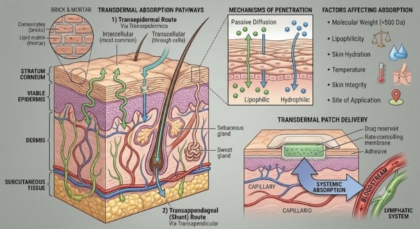 Anatomical diagram - transdermal absorption pathway